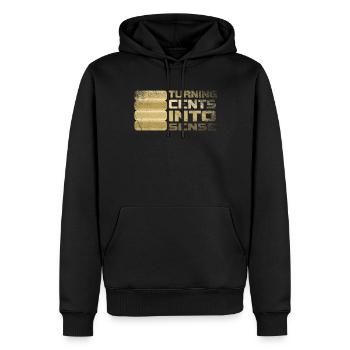 Pièces anciennes Nouvelles Aventures Numismatique - Sweat à capuche Premium bio Homme - noir - Devant - Nico (187cm)