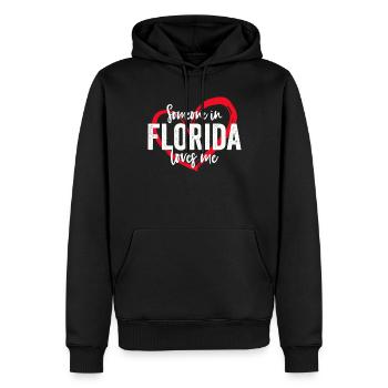 Quelqu’un en Floride m’aime - Sweat à capuche Premium bio Homme - noir - Devant - Nico (187cm)