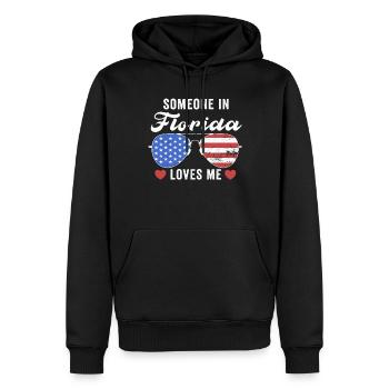 Jemand in Florida liebt mich - Männer Premium Bio Hoodie - Schwarz - Vorne - Nico (187cm)