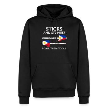Arnis Eskrima Kali Arts Philippins FMA - Sweat à capuche Premium bio Homme - noir - Devant - Nico (187cm)