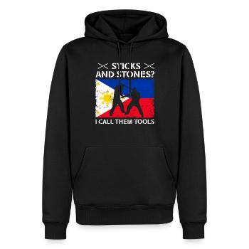 Arnis Eskrima Kali Arts Philippins FMA - Sweat à capuche Premium bio Homme - noir - Devant - Nico (187cm)