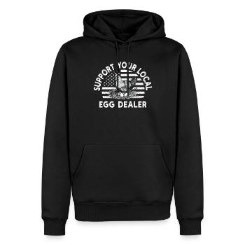 Lokaler Eierhändler American Flag Farmer - Männer Premium Bio Hoodie - Schwarz - Vorne - Nico (187cm)