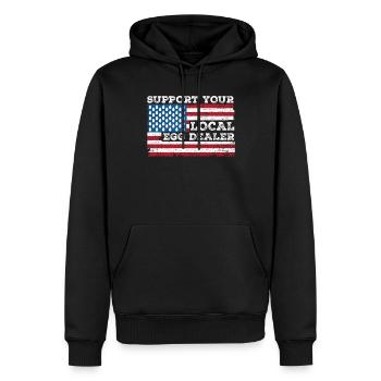 Lokaler Eierhändler American Flag Farmer - Männer Premium Bio Hoodie - Schwarz - Vorne - Nico (187cm)