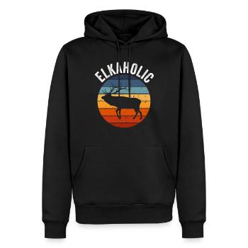 Elchjagd Elkaholische Jäger - Männer Premium Bio Hoodie - Schwarz - Vorne - Nico (187cm)