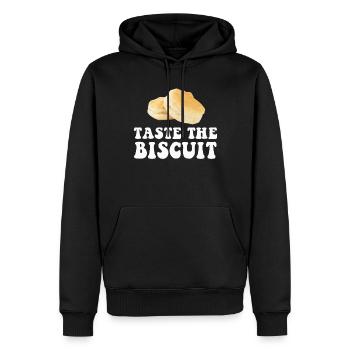 Schmecke den Keks Schmecke die Güte - Männer Premium Bio Hoodie - Schwarz - Vorne - Nico (187cm)