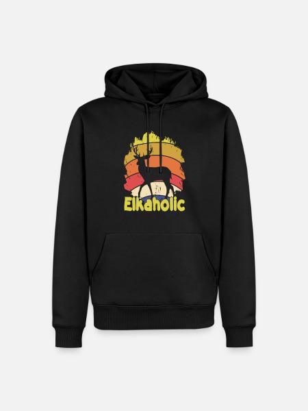 Elchjagd Elkaholische Jäger - Männer Premium Bio Hoodie - Schwarz