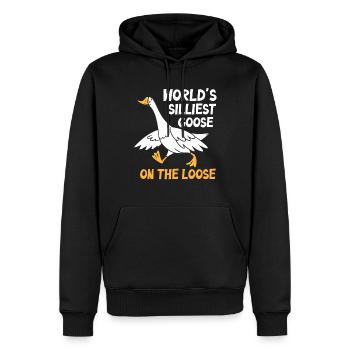 Die dümmste Gans der Welt auf freiem Fuß - Männer Premium Bio Hoodie - Schwarz - Vorne - Nico (187cm)