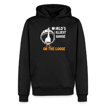 Die dümmste Gans der Welt auf freiem Fuß - Männer Premium Bio Hoodie - Schwarz - Vorne - Nico (187cm)