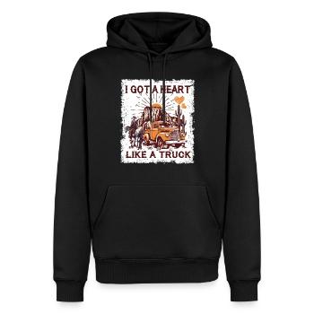Ich habe ein Herz wie ein Truck - Männer Premium Bio Hoodie - Schwarz - Vorne - Nico (187cm)