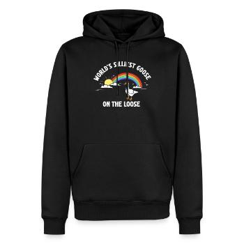 Die dümmste Gans der Welt auf freiem Fuß - Männer Premium Bio Hoodie - Schwarz - Vorne - Nico (187cm)