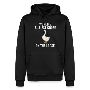 Die dümmste Gans der Welt auf freiem Fuß - Männer Premium Bio Hoodie - Schwarz - Vorne - Nico (187cm)