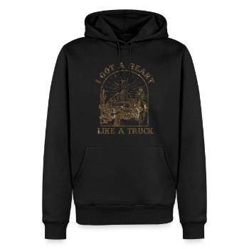 Ich habe ein Herz wie ein Truck - Männer Premium Bio Hoodie - Schwarz - Vorne - Nico (187cm)