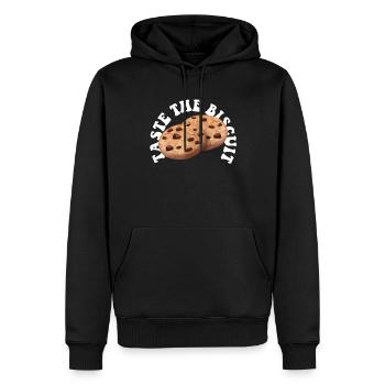 Schmecke den Keks Schmecke die Güte - Männer Premium Bio Hoodie - Schwarz - Vorne - Nico (187cm)