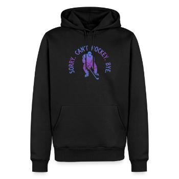 Désolé, je ne peux pas faire de hockey, au revoir, amateur de hockey - Sweat à capuche Premium bio Homme - noir - Devant - Nico (187cm)