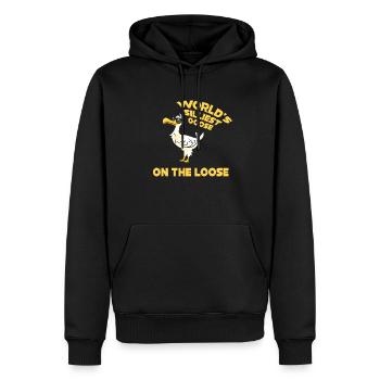 Die dümmste Gans der Welt auf freiem Fuß - Männer Premium Bio Hoodie - Schwarz - Vorne - Nico (187cm)