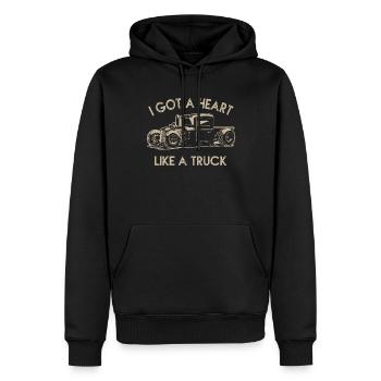 Ich habe ein Herz wie ein Truck - Männer Premium Bio Hoodie - Schwarz - Vorne - Nico (187cm)