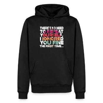 Il n’est pas nécessaire de se répéter - Sweat à capuche Premium bio Homme - noir - Devant - Nico (187cm)