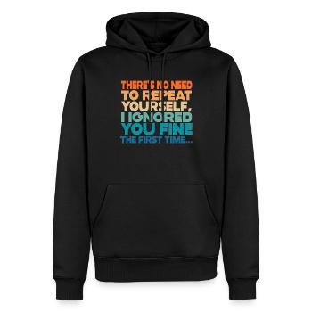Il n’est pas nécessaire de se répéter - Sweat à capuche Premium bio Homme - noir - Devant - Nico (187cm)