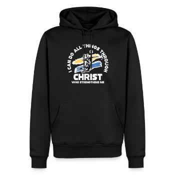Je peux tout faire grâce au volleyball - Sweat à capuche Premium bio Homme - noir - Devant - Nico (187cm)
