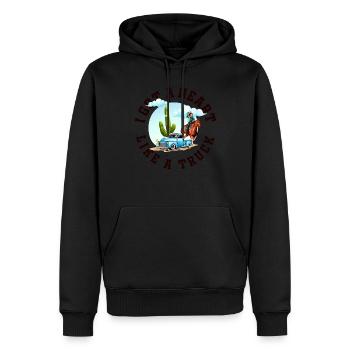 Ich habe ein Herz wie ein Truck - Männer Premium Bio Hoodie - Schwarz - Vorne - Nico (187cm)