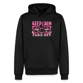 Keep Calm And Take Off Fun Vacation - Men’s Premium Organic Hoodie - black - Front - Nico (187cm)