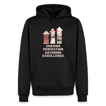 Kaizen-Mindset auf der Jagd nach Perfektion - Männer Premium Bio Hoodie - Schwarz - Vorne - Nico (187cm)