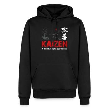 Kaizen : un voyage, pas une destination - Sweat à capuche Premium bio Homme - noir - Devant - Nico (187cm)