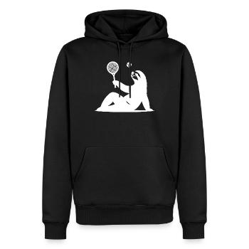 Faultier Tennis Tennisspieler Ball Horn Silhouette - Männer Premium Bio Hoodie - Schwarz - Vorne - Nico (187cm)