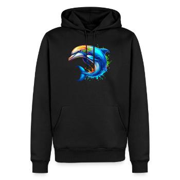 Delfin - Männer Premium Bio Hoodie - Schwarz - Vorne - Nico (187cm)