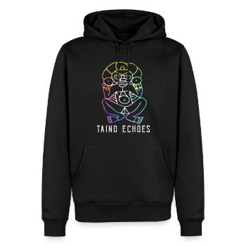 Taíno spiegelt den Stolz seiner karibischen Abstammung wider - Männer Premium Bio Hoodie - Schwarz - Vorne - Nico (187cm)