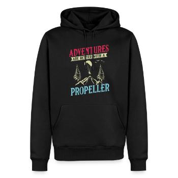 Abenteuer sind besser mit einem Propeller - Männer Premium Bio Hoodie - Schwarz - Vorne - Nico (187cm)