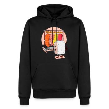 Casier SUSHI - Sweat à capuche Premium bio Homme - noir - Devant - Nico (187cm)