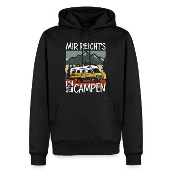 Abenteuerliches Camper-Motiv in Berglandschaft - Männer Premium Bio Hoodie - Schwarz - Vorne - Nico (187cm)