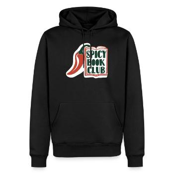 Spicy Book Club – Buch & Chili Design - Männer Premium Bio Hoodie - Schwarz - Vorne - Nico (187cm)