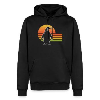 Silhouette de pingouin au coucher du soleil - Sweat à capuche Premium bio Homme - noir - Devant - Nico (187cm)