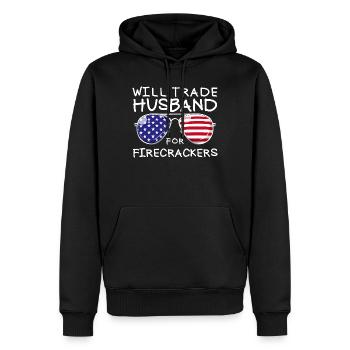 Swap husband for fireworks Funny 4th of July - Men’s Premium Organic Hoodie - black - Front - Nico (187cm)