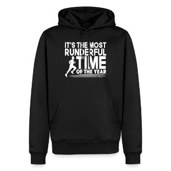 Marathonien Le plus runderful Temps de course - Sweat à capuche Premium bio Homme - noir - Devant - Nico (187cm)