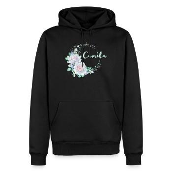 Für Camila - Männer Premium Bio Hoodie - Schwarz - Vorne - Nico (187cm)