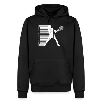 Tennis Silhouette Sweat à capuche chemise code-barres lumineux - Sweat à capuche Premium bio Homme - noir - Devant - Nico (187cm)