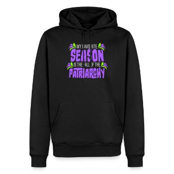 My favorite season is the fall of the patriarchy - Männer Premium Bio Hoodie - Schwarz - Vorne - Nico (187cm)