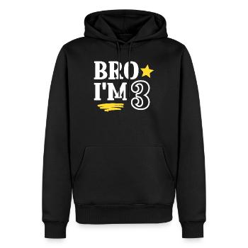 Frère j’ai 3 ans Drôle Cool Anniversaire - Sweat à capuche Premium bio Homme - noir - Devant - Nico (187cm)