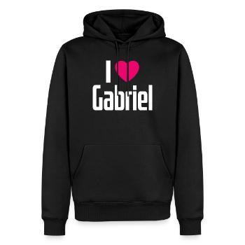 I Love Gabriel Pinkes Herz Ich liebe Gabriel - Männer Premium Bio Hoodie - Schwarz - Vorne - Nico (187cm)