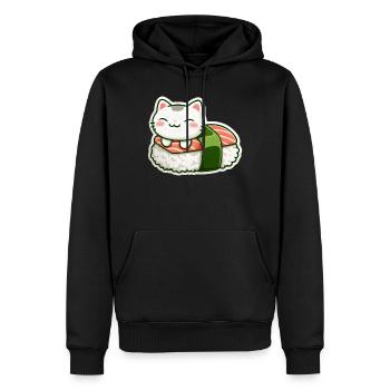 Kawaii Sushi Cat en Roll - Sweat à capuche Premium bio Homme - noir - Devant - Nico (187cm)