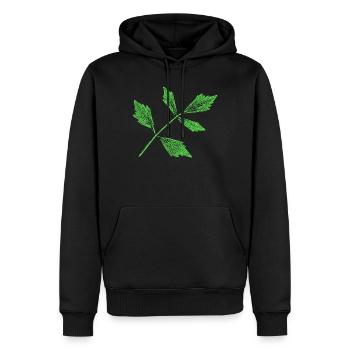 Feuilles - Lipide / Plante herbacière - Sweat à capuche Premium bio Homme - noir - Devant - Nico (187cm)