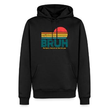 Bruh Sunset Retro Meme Design - Sweat à capuche Premium bio Homme - noir - Devant - Nico (187cm)