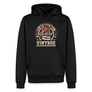 Cassette vintage du 84e anniversaire - Sweat à capuche Premium bio Homme - noir - Devant - Nico (187cm)