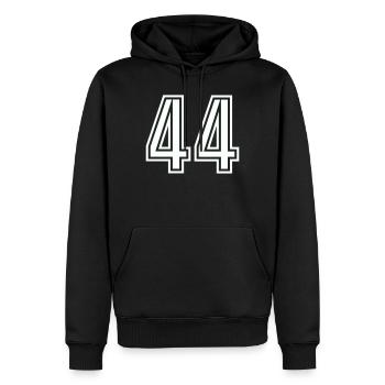 44 - Männer Premium Bio Hoodie - Schwarz - Vorne - Nico (187cm)