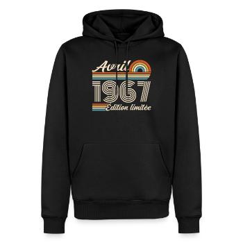  Avril 1967 anniversaire rétro 1967 April 1967 - Sweat à capuche Premium bio Homme - noir - Devant - Nico (187cm)