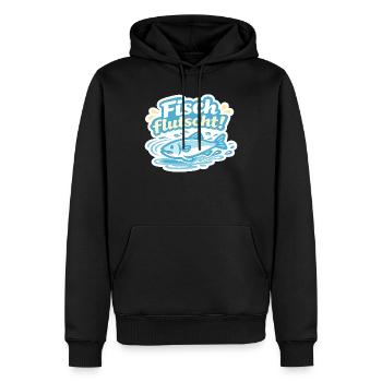 Fisch flutscht! Cartoon-Sticker - Männer Premium Bio Hoodie - Schwarz - Vorne - Nico (187cm)