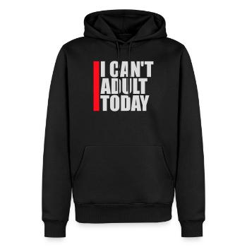 Je ne peux pas parler d’adulte aujourd’hui Drôle de Dicton-Adulte Logo - Sweat à capuche Premium bio Homme - noir - Devant - Nico (187cm)